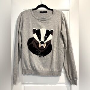 Sugarhill Boutique 100% Cotton Woodland Creature Badger Sweater Womens 12 Animal